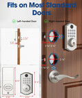 Installation guide for Super Tough Smart Fingerprint Door Lock With Dual Lever Handles on standard doors with dimensions