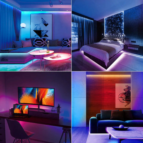 Ultra Bright 16.4 Feet RGB COB LED Strip Kit With Bluetooth App Control For Bedroom and Indoor Decor