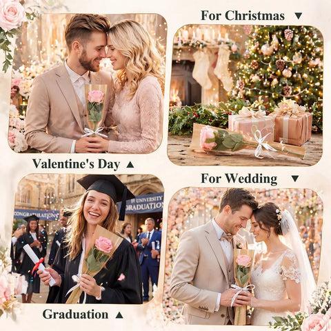 150 Pack Rose Sleeve Bouquet Bags Kraft Paper Backed With Plastic Front For Easy Floral Wrapping in various celebration settings