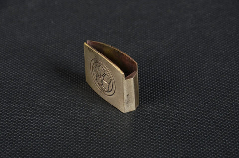 Dope Brass Habaki Collar Clip For Katana And Japanese Swords with engraved design, top view