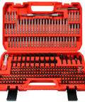 Rock Solid 232 Piece Screwdriver Bit Set Forged From CRV Steel Impact Driver Bits in a red case with various bits.