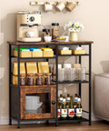 Farmhouse Style Coffee Bar Cabinet Station With Doors Rustic Kitchen Storage Organizer Small Coffee Stand for Home Office