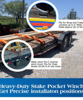 Heavy Duty Flatbed Stake Pocket Winch Set 4 Pack, 16200 Lb Capacity With 5400 Lb Load Limit, Rugged Corrosion Resistant Steel, Black Powder Coat, Built For Secure No Fuss Tie Downs On Flatbed Trucks on flatbed trailer