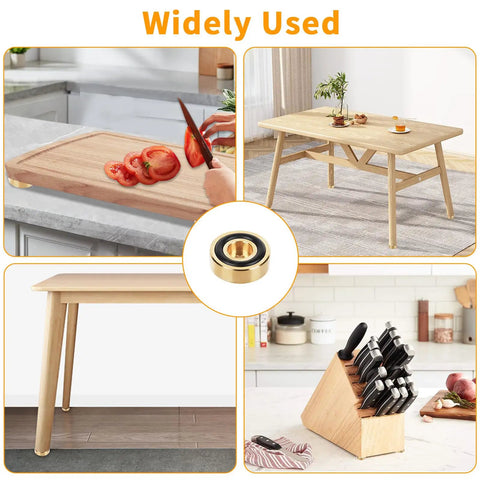 Cutting board and table with 8 Piece Brass Cutting Board Feet Non Slip With Silicone Pads And Screws Kit, vintage brass tone