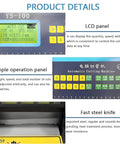 Top Tier Automatic Heat Shrink Tube Cutting Machine With 250W Electric Power control panel showing LCD settings and cut options.