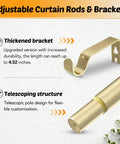 Gold Built Tough 1 Inch Heavy Duty Curtain Rods For Windows 66 To 120 Inch Adjustable Decorative Rod With External Threaded Connection Supports Up To 33 Pounds W1, featuring telescoping structure and thickened bracket