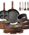 21 Piece Nonstick Pots And Pans Set With Removable Handles For Easy Storage Induction Compatible Cookware RV Friendly