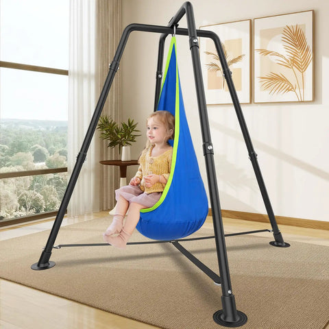 Sturdy Heavy Duty Swing Frame Stand For Kids And Adults Up To 330 Lbs Fits Most Swings For Indoor And Outdoor Use Ground Stakes For Extra Stability Black Backyard Ready All Weather