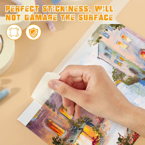 Applying 1 Inch Masking Tape Bulk Pack 20 Rolls Of White Beige Crepe Paper Tape With Strong Adhesive to art project.