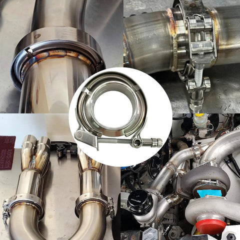 2 Pack Quick Release V-Band Clamp Set With 2.75 Inch Flanges, 304 Stainless Exhaust Downpipe Clamps For Intercooler Piping And Intake