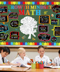 Classroom with Math Growth Mindset Bulletin Board Set For Classrooms, Inspiring Wall Decor with colorful math quotes and letters.
