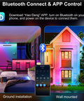 RGB Wall Washer Lights 42W RGBCW Smart App Controlled Waterproof LED Light Bar in living room and house exterior at night