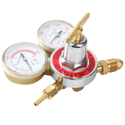 Acetylene Regulator for Welding Gas Replacement Gauge for Torch Cutting Kits CGA 510 Inlet 0 to 400 PSI Outlet 0 to 30 PSI Two and Five Eighths Inch Dial Gauges Plug And Play for Welders