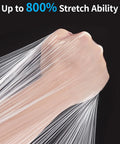 Badass Heavy Duty Stretch Film And Shrink Wrap Roll For Pallet Wrapping 80 Gauge showcasing 800% stretch ability with hand grip.