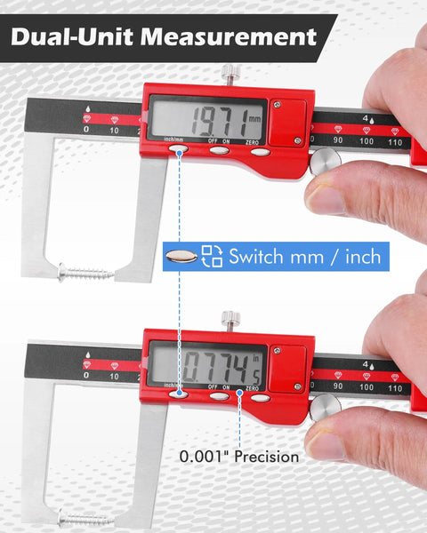 Digital Brake Rotor Caliper Tool For Disc Brake Thickness, Wheels On Rotor Gauge, 6 Inch Stainless Vernier Rotor Micrometer With Large LCD