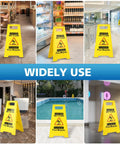 2 Pack Caution Wet Floor Sign Bright Yellow 17.5 Inch Height Double Sided Foldable A Frame With English And Spanish Messages