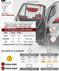 Measurement guide for Kid Friendly Car Window Shades For Baby And Pets, Breathable Full Coverage Mesh, 2 Pack With 8 Sizes.