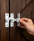 Two Pack Aluminum Barn Door Lock Hasp With Built In Padlock Hole Rust Resistant Gate Latch For Outdoor Sheds And Garages Built Like A Tank And Hella Secure on wooden door.
