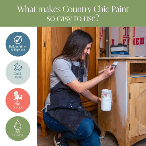 Woman using All In One Chalk Paint For Furniture And Cabinets With Built In Primer And Top Coat No Fuss Eco Friendly Matte Finish
