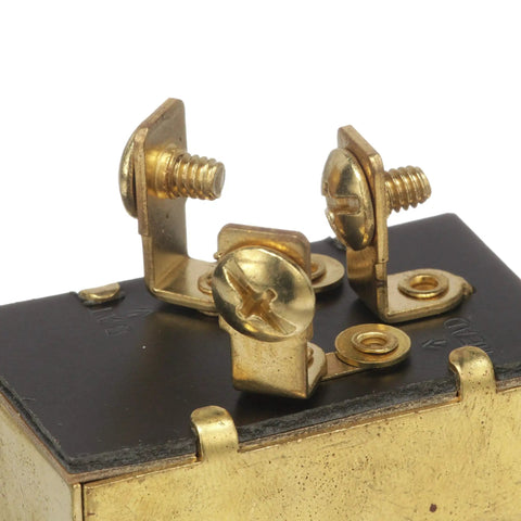 Close-up of brass case terminals on Three Position Push Pull Marine Switch Off On On For Boat Lights And Accessories.