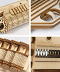 3D Wooden Puzzle Model Kit Gun Toy No Glue Or Tools Needed Brain Teaser For Adults To Build Gift For Friends And Family A Fun Mechanical Challenge For Everyone, close-up wooden spring and barrel details