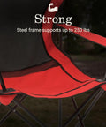 Red Broadband Mesh Quad Camping Chair With Carry Bag And Cup Holder, steel frame supports up to 250 lbs, cooling mesh back