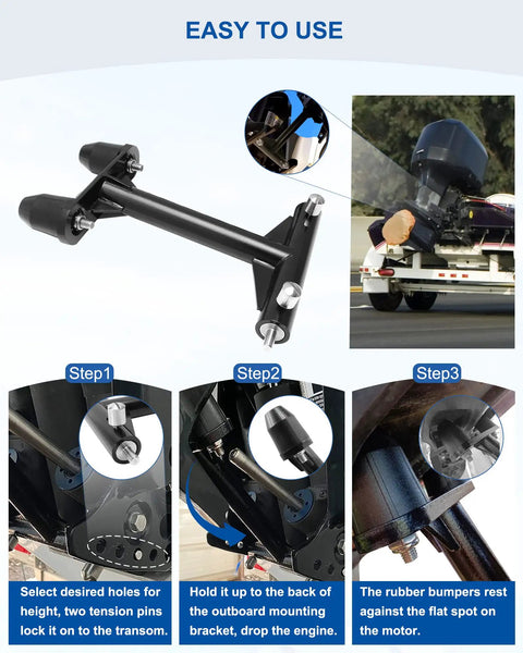 Outboard Transom Saver For Trailering, Heavy Duty Motor Support For 75 90 115 200 225 250 300 HP 4 Stroke And V6 175 HP Engines, Mercury SeaPro And Pro XS Compatible, Keeps Transom Safe And Stable During Transport