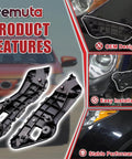 Pair of black front bumper bracket retainers for Toyota RAV4 (2013-2018), OEM 52536-0R060/52535-0R080 compatible