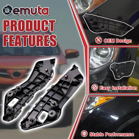 Pair of black front bumper bracket retainers for Toyota RAV4 (2013-2018), OEM 52536-0R060/52535-0R080 compatible