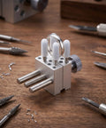 Grab And Go Adjustable Mini Bench Vise Clamp Handy Portable Aluminum Alloy Workbench Tool For Model Building Soldering And Painting Precision Hobbyist Clamp For Small Parts Holding And Delicate Assembly, silver ring clamped on tabletop