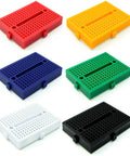 Six Pack Colorful Mini Breadboards With 170 Holes Solderless Prototyping PCB Kit for Arduino Projects, assorted colors