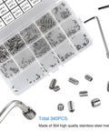 Massive 340 Piece Metric Hex Socket Head Cup Point Set Screw Kit M2.5 Through M8 With Allen Head Grub Screws Internal Hex Drive Headless Set Screws 304 Stainless Steel Includes 6 Hex Wrenches