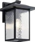 Capanna 16 Inch Outdoor Wall Light In Black With Clear Water Glass 1 Light Exterior Wall Sconce, side view showing classic design