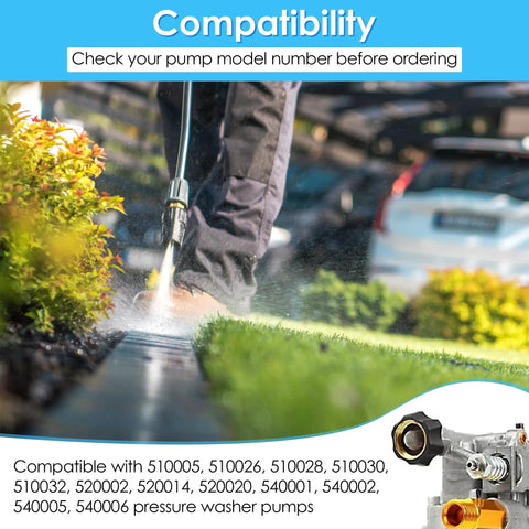 Man using garden hose to pressure washer adapter three quarter inch female to three eighth inch male water inlet fitting