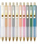 Gold 12 Pack Retractable Ballpoint Pens With Ultra Soft Grip 1.0mm Point Smooth Black Ink for Effortless Everyday Writing, assorted colors