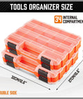 Double Sided 34 Compartment Parts Organizer With Removable Dividers 2 Pack Heavy Duty Storage Case for screws bolts nuts nails