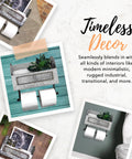 Galvanized Toilet Paper Holder With Shelf For Farmhouse Bathroom Decor Durable Wall Mount Double Roll Tissue Holder on teal wall