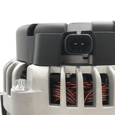 Close-up of 160 Amp Plug And Play Beefed Up Alternator Replacement For 2007 To 2014 Chevy Tahoe Silverado Suburban OEM 40012253