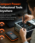 Man using Magnetic Ratchet Screwdriver Set With Flexible Shaft and 42-In-1 Precision Bits for computer repair