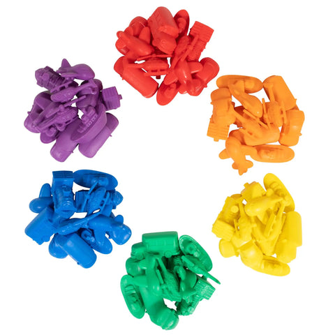 Top Shelf Transport Counters For Young Minds Dope Educational Manipulatives colorful counting pieces in 6 vibrant colors.