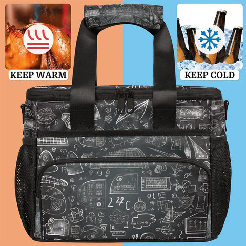 Insulated Picnic Backpack Lunch Box For Women And Men Large Capacity Tote Bag with graphic design, keep warm and cool features.