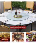 Glass Lazy Susan With Durable Metal Base 360 Degree Rotation Smooth Silent Bearings Heavy Load Capacity Ideal For Family Dinners Parties Buffets And Tabletop Serving 78cm 30.7in on dining table
