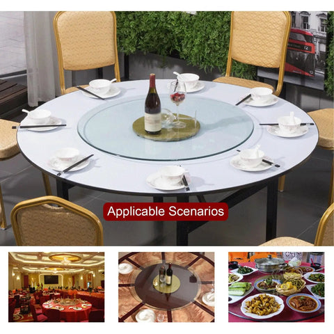 Glass Lazy Susan With Durable Metal Base 360 Degree Rotation Smooth Silent Bearings Heavy Load Capacity Ideal For Family Dinners Parties Buffets And Tabletop Serving 78cm 30.7in on dining table
