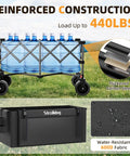 Collapsible Wagon Cart With 220L Capacity Ultra Lightweight 15Lb Foldable Garden Cart Heavy Duty 440Lbs All Terrain Silent Wheels