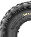 Close-up of 19x7-8 Knobby Tire For Go-Kart And Quad ATV Tubeless, 6 Ply, showing tread pattern for mud sand rock trails.
