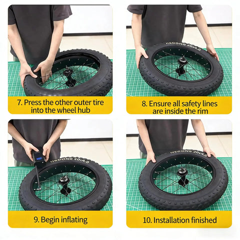 20x4 Fat Bike Tire With Beefed Up Armor Protector And Inner Tube installation steps for E Bikes and Gravel Rides