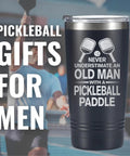 Dope Pickleball Gift For Men 20 Oz Stainless Steel Travel Tumbler featuring a humorous pickleball graphic, perfect for outdoor use.