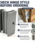 Heavy Duty Vertical Shed Door Hinges 2 Pack Replacement For Resin Storage Sheds, gray metal hinge example with installation guide.