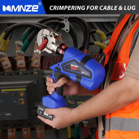 Straight Up Electric Hydraulic Cable Lug Crimper Pliers Delivering Fast Continuous Crimping With A Smooth Pure Copper Motor Built For Heavy Duty Wire Termination On The Job Site