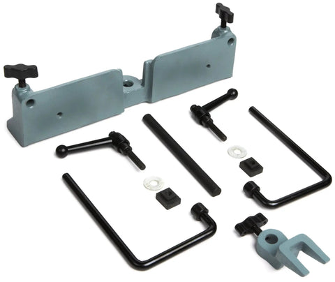 Mortising Attachment Kit With Four Chisel And Bit Sets One Quarter Inch Five Sixteenths Inch Three Eighths Inch And One Half Inch Plus Carrying Case Big Four Inch Capacity Under Hold Downs For Solid Wood Projects And Precise Fence Alignment parts layout view